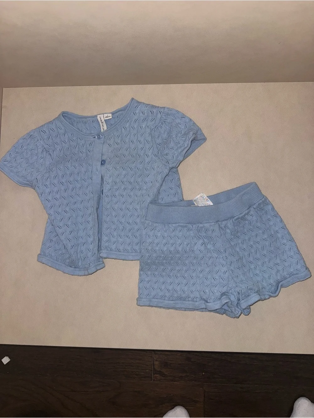 Janie and Jack Light Blue Knit Short Set